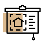 An icon of a house inside a square on a book, representing a home or property-related document.