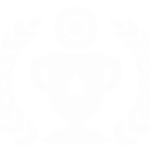 A white laurel wreath with symmetrical leaves encircles an empty space in the center on a transparent background.