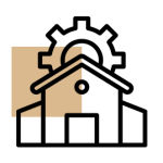 Icon of a hand holding a coin with a dollar sign in front of a tan square background, representing financial assistance or payment.