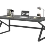 Long Computer Desk, Dark Gray Oak_01