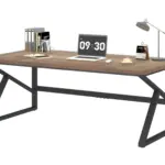 Long Computer Desk, Rustic Oak_01