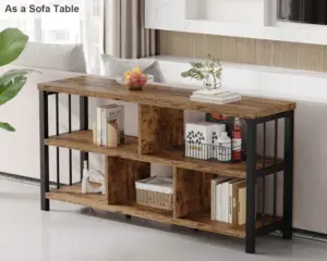 5 Cube Horizontal Bookshelf, Rustic Brown 63 Inch_01