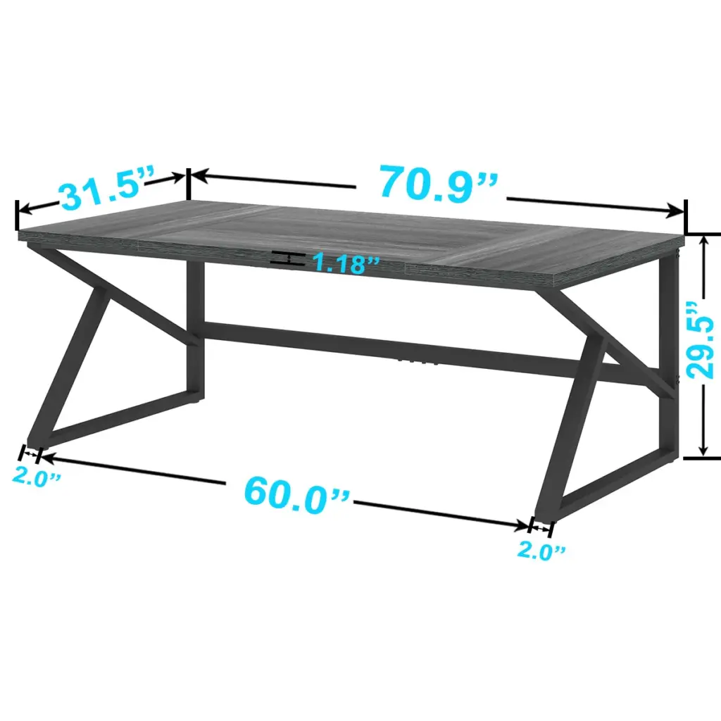 Long Computer Desk, Dark Gray Oak_02