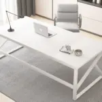 Long Computer Desk, Black Oak_01