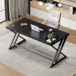 Y Shaped Leg Computer Desk, Black Oak 55 Inch_02