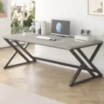 Long Y Shaped Leg Computer Desk, Light Grey Oak 78.74 Inch_01