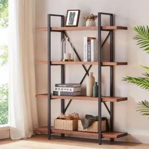 4 Tier Solid Wood Bookshelf