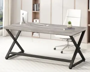 X Shaped Leg Computer Desk, Light Grey Oak 60 Inch_01