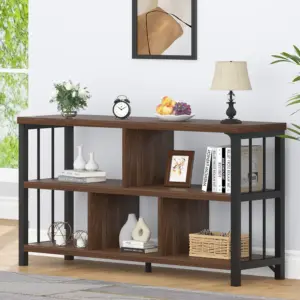 5 Cube Storage Organizer Shelf, Walnut 47 Inch_02