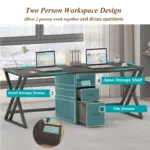 The 02.01.C_结果 offers a two-person desk setup with dual laptops, labeled storage areas (open shelf, small drawer, file drawer)—perfect for modern offices needing customizable ODM or OEM furniture solutions.