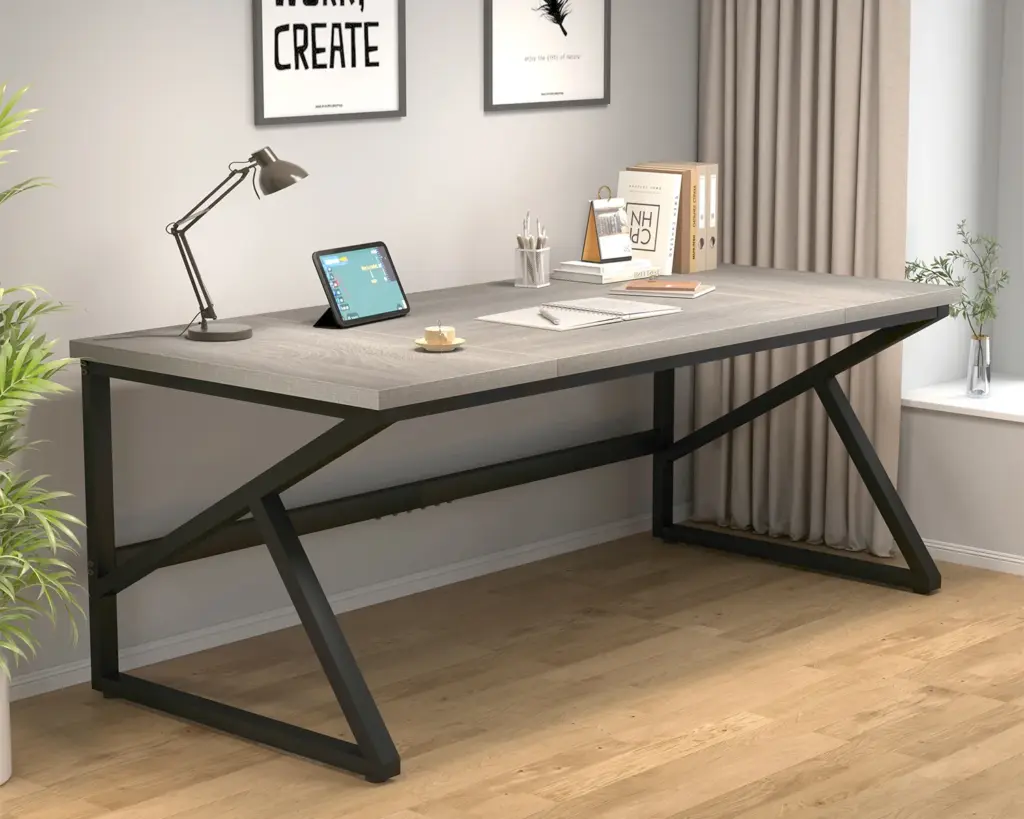 Long Computer Desk, Light Grey Oak_02