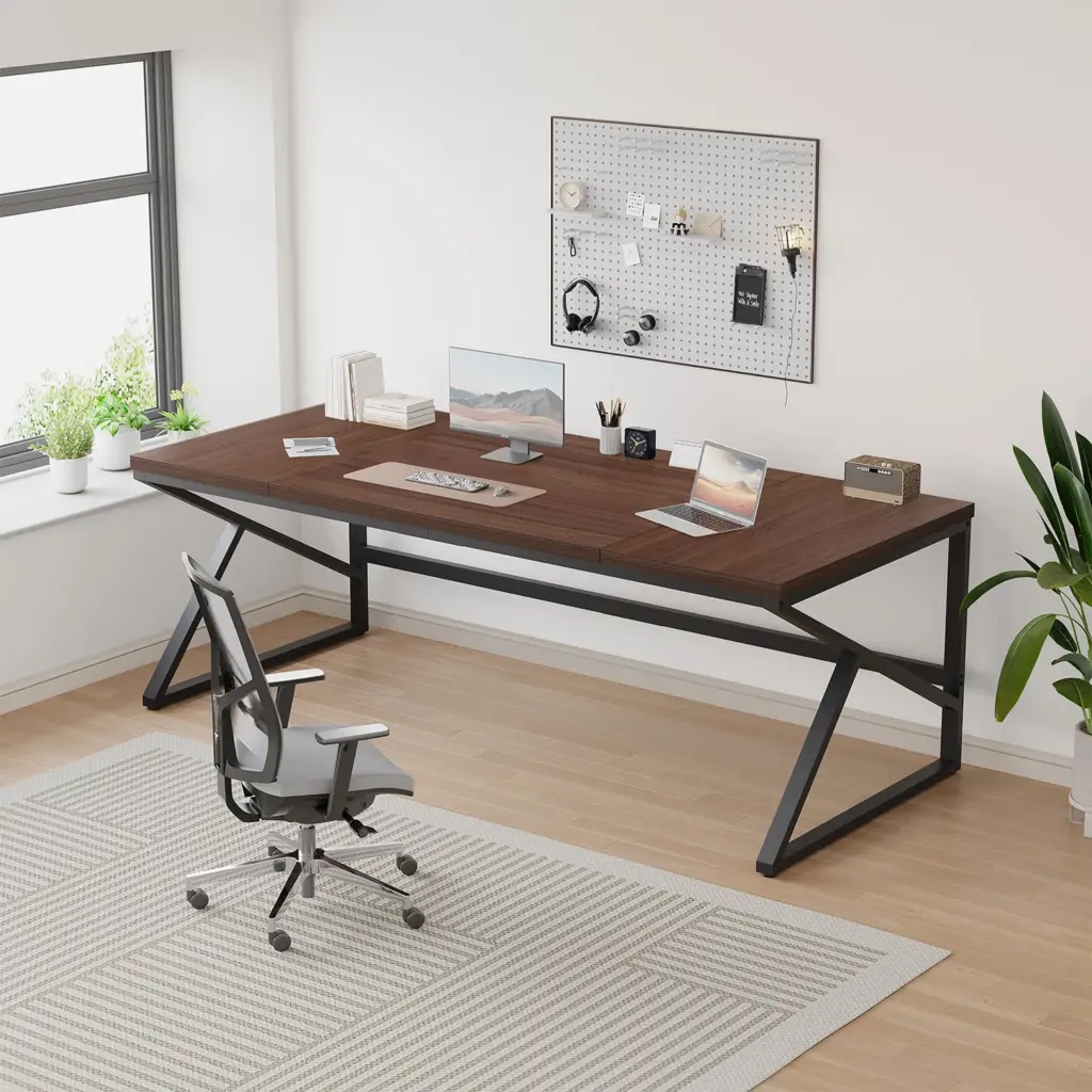 Long Computer Desk, Walnut_02