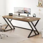 Y Shaped Leg Computer Desk, Rustic Oak 55 Inch_02
