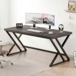 Y Shaped Leg Computer Desk, Dark Gray Oak 55 Inch_02