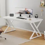 Y Shaped Leg Computer Desk, White Oak 55 Inch_02