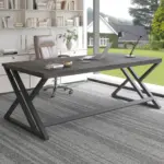 Long Y Shaped Leg Computer Desk, Dark Gray Oak 78.74 Inch_02