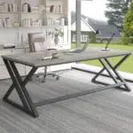 Long Y Shaped Leg Computer Desk, Light Grey Oak 78.74 Inch_02