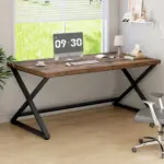 X Shaped Leg Computer Desk, Rustic Brown 60 Inch_02