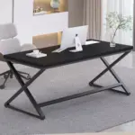 X Shaped Leg Computer Desk, Black Oak 60 Inch_02