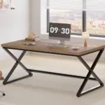 X Shaped Leg Computer Desk, Rustic Oak 60 Inch_02