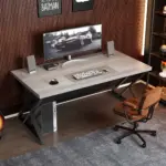 Y Shaped Leg Computer Desk, Light Grey Oak 55 Inch_02