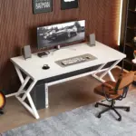 Y Shaped Leg Computer Desk, White Oak 55 Inch_03