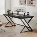 Y Shaped Leg Computer Desk, Black Oak 55 Inch_03