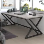 Long Y Shaped Leg Computer Desk, Light Grey Oak 78.74 Inch_03