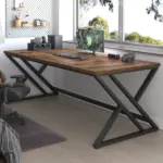 Long Y Shaped Leg Computer Desk, Rustic Brown 78.74 Inch_03