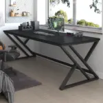 Long Y Shaped Leg Computer Desk, Black Oak 78.74 Inch_03