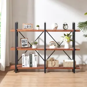 3-Tier Double Wide Solid Wood Bookshelf_03