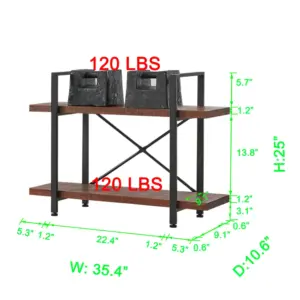 2 Tier Solid Wood Bookshelf - 03.03 Solid Wood Bookcase 2 Tier Industrial Rustic Vintage Etagere Bookshelf Open Metal Farmhouse Book Shelf Distressed Brown 1000 1000