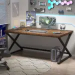 X Shaped Leg Computer Desk, Rustic Brown 60 Inch_03