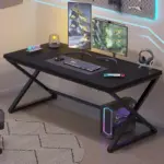 X Shaped Leg Computer Desk, Black Oak 60 Inch_03