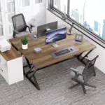 Y Shaped Leg Computer Desk, Rustic Oak 55 Inch_04