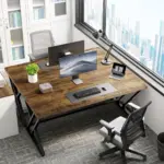Y Shaped Leg Computer Desk, Rustic Brown 55 Inch_04