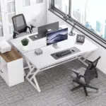 Y Shaped Leg Computer Desk, White Oak 55 Inch_04