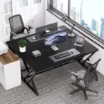 Y Shaped Leg Computer Desk, Black Oak 55 Inch_04