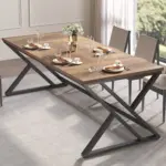 Long Y Shaped Leg Computer Desk, Rustic Oak 78.74 Inch_04