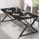Long Y Shaped Leg Computer Desk, Black Oak 78.74 Inch_04