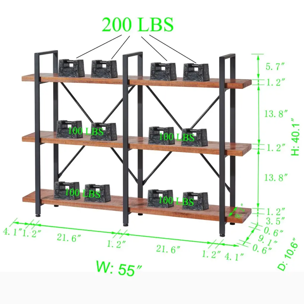 3-Tier Double Wide Solid Wood Bookshelf_04