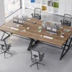 X Shaped Leg Computer Desk, Rustic Oak 60 Inch_04