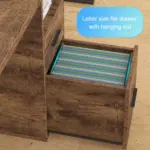 Open 05.01.C_结果 wooden file cabinet drawer with hanging rod holds assorted letter-size folders; closed drawer above. Perfect for OEM and ODM customization needs.