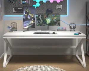 Long Computer Desk, Black Oak_05