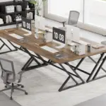 Y Shaped Leg Computer Desk, Rustic Oak 55 Inch_05
