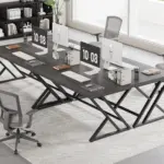 Y Shaped Leg Computer Desk, Dark Gray Oak 55 Inch_05