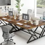 Y Shaped Leg Computer Desk, Rustic Brown 55 Inch_05