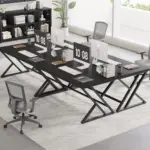 Y Shaped Leg Computer Desk, Black Oak 55 Inch_05
