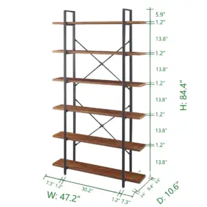 6 Tier Solid Wood Bookshelf_04