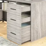 L Shaped Computer Desk with Six Drawers, Light Grey Oak _05